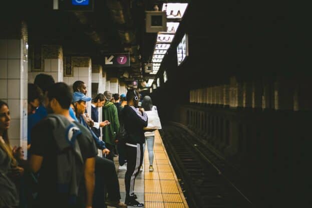 commuters waiting for a train